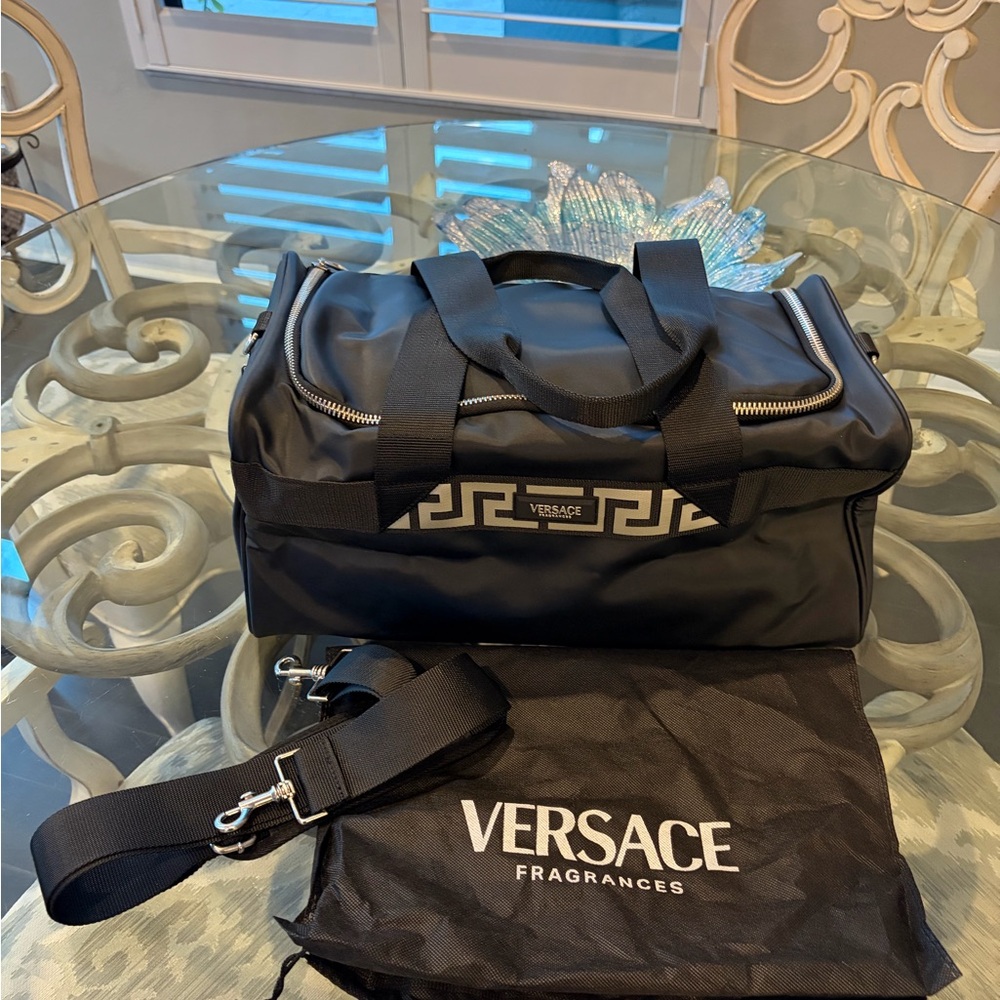 Versace Black Duffel Bag with Greek Key Design GWP